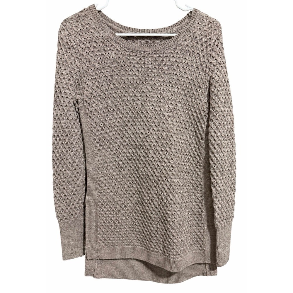 Athleta Honeycomb Tunic Sweater Wool Blend Beige Women's Size Small